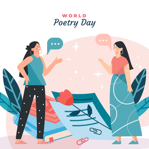 Free vector flat world poetry day illustration