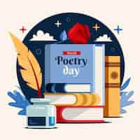 Free vector flat world poetry day illustration