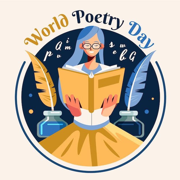 Free vector flat world poetry day illustration