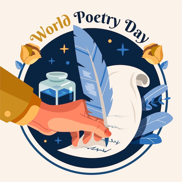 Free vector flat world poetry day illustration