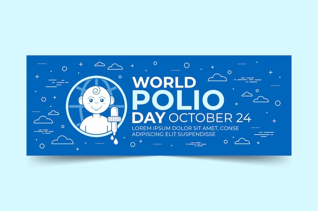 Vettore gratuito modello di copertina dei social media per la giornata mondiale della polio piatta