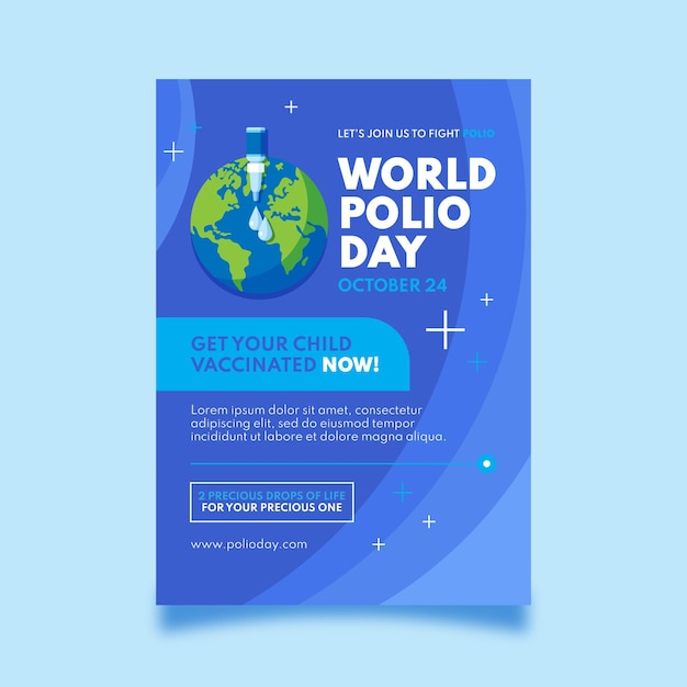 Flat world polio day vertical poster template