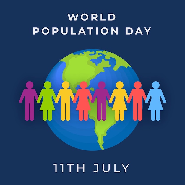 무료 벡터 평면 세계 인구의 날 그림