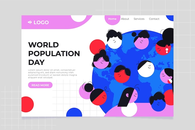 Flat World Population Day Landing Page Template – Free Vector Download