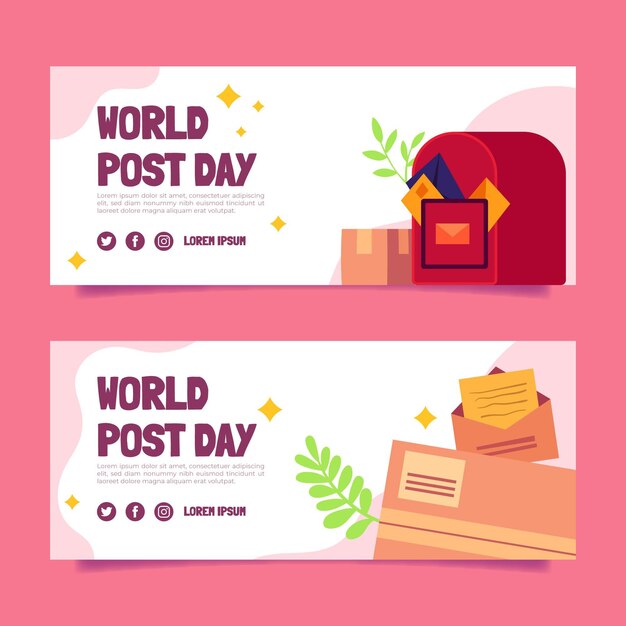 フラットな世界郵便の日バナーセット