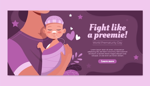 Free vector flat world prematurity day horizontal banner template