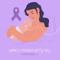 Vettore gratuito illustrazione della giornata mondiale della prematurità piatta