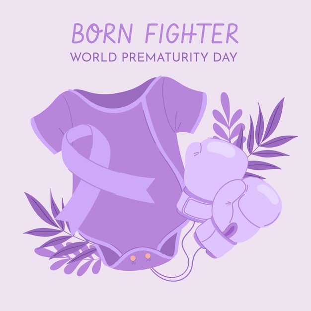 Vettore gratuito illustrazione della giornata mondiale della prematurità piatta