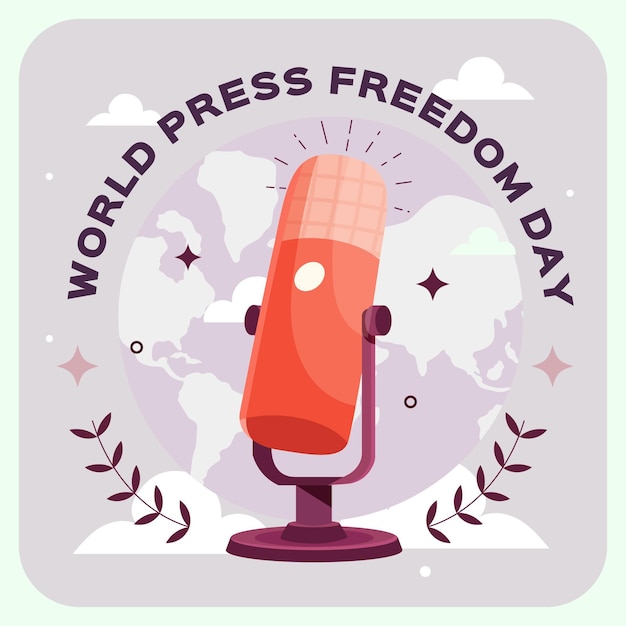 Flat world press freedom day illustration