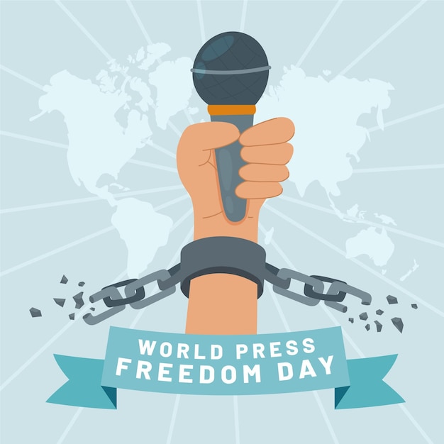 Vettore gratuito illustrazione piana della giornata mondiale della libertà di stampa