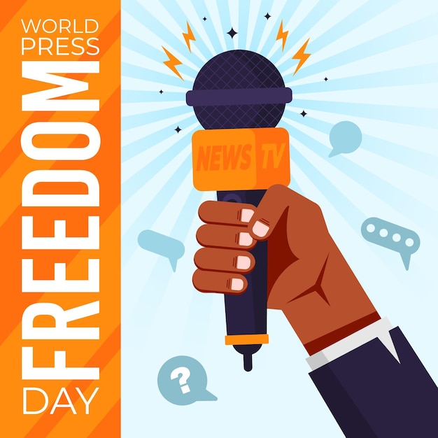 Flat world press freedom day illustration