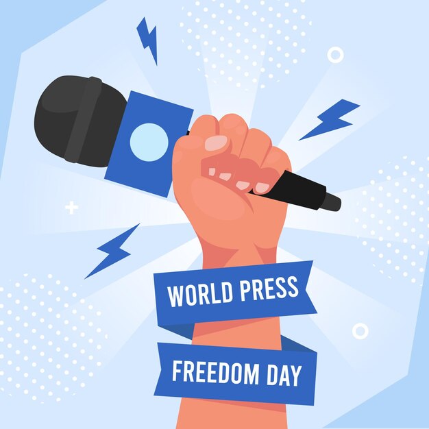 Flat world press freedom day illustration