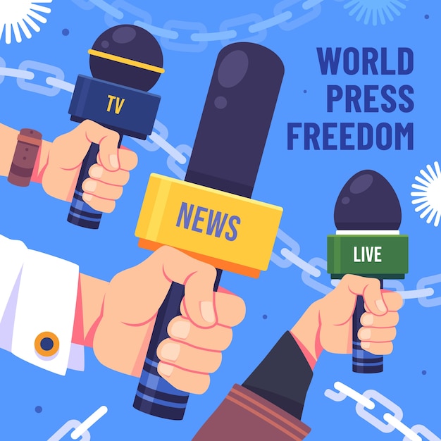 Flat world press freedom day illustration