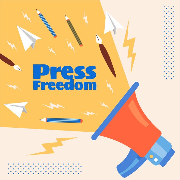 Flat world press freedom day illustration