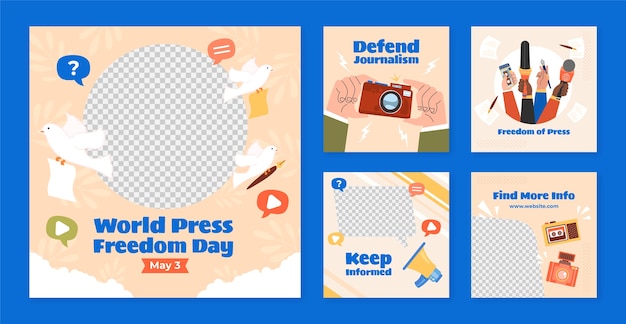 평평한 세계 언론 자유의 날 인스타그램 게시물 컬렉션
