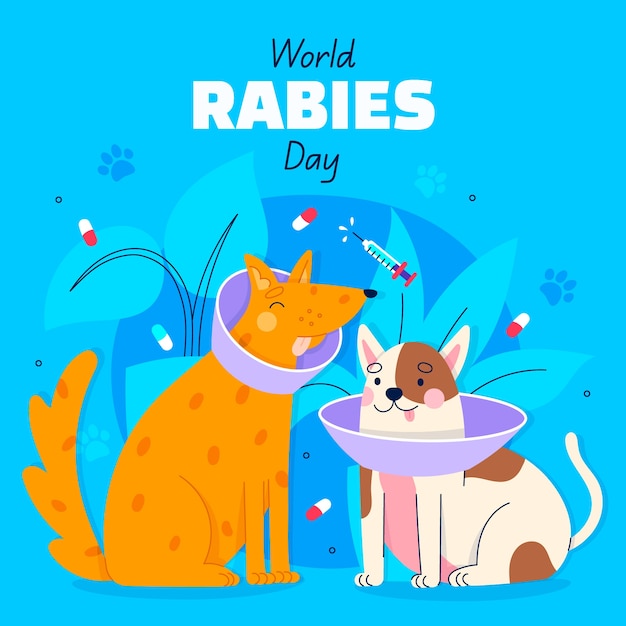 Flat world rabies day illustration