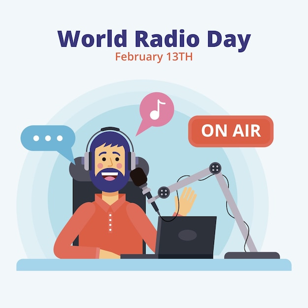 Flat world radio day event illustrated