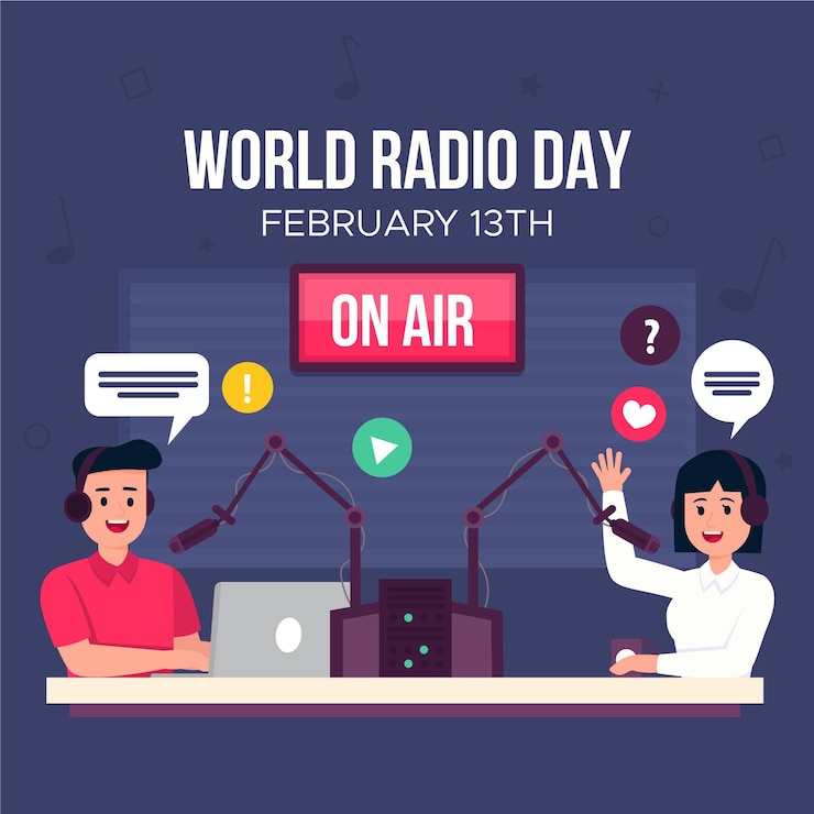 Free Vector flat world radio day illustration