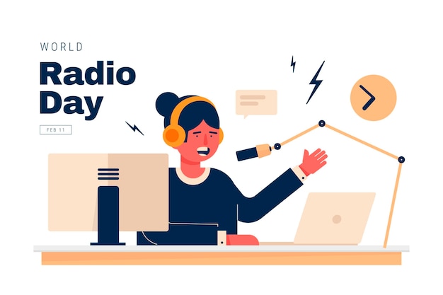 Free vector flat world radio day