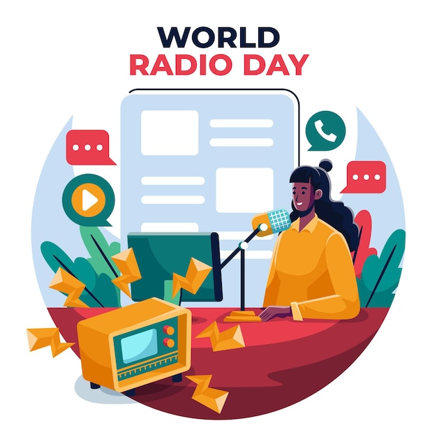 Free vector flat world radio day