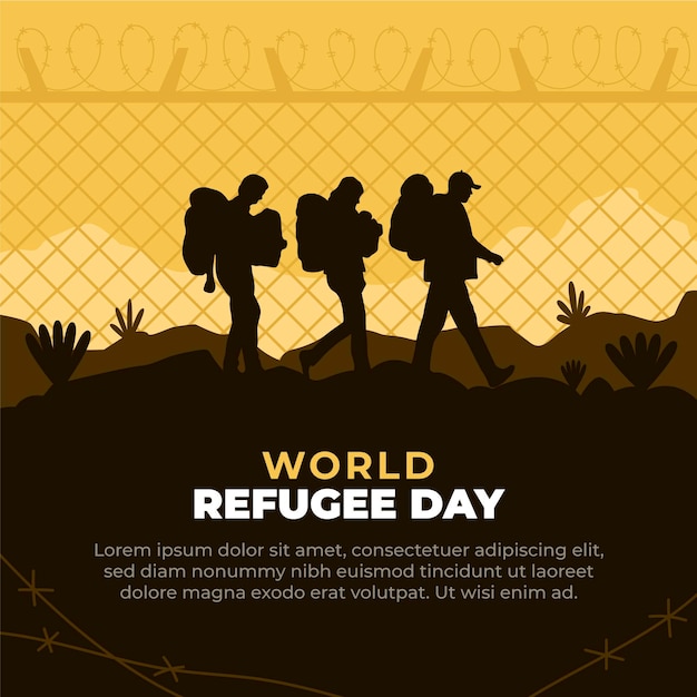 Flat world refugee day illustration