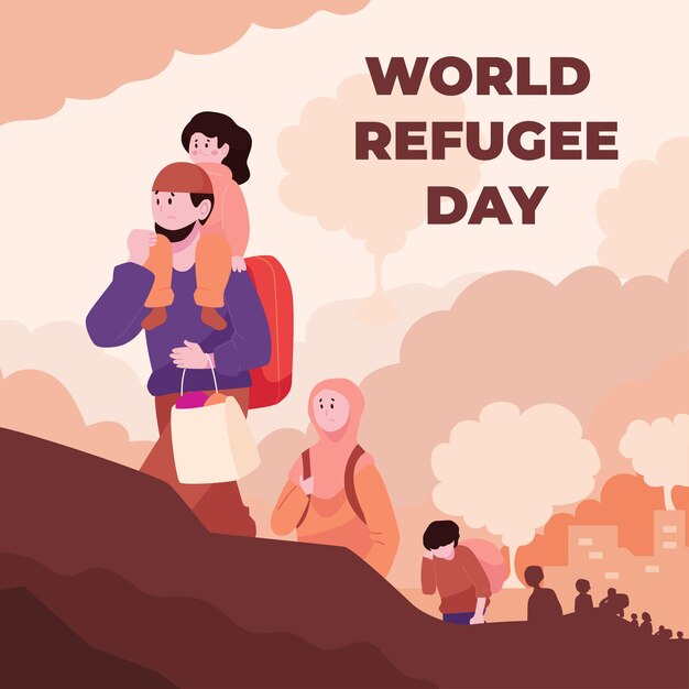 평면 세계 난민의 날 그림