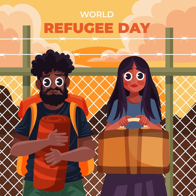 Free vector flat world refugee day illustration