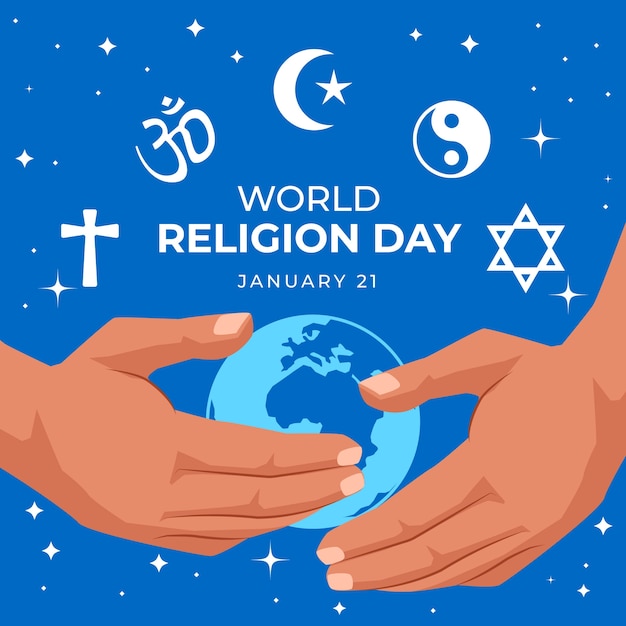 Бесплатное векторное изображение Фон дня религии плоского мира