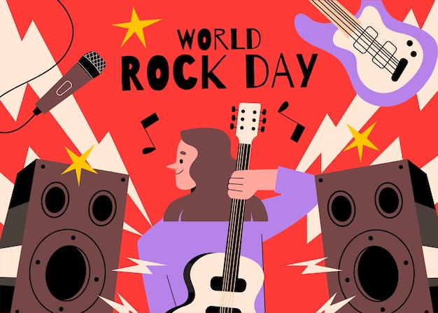 Flat world rock day background