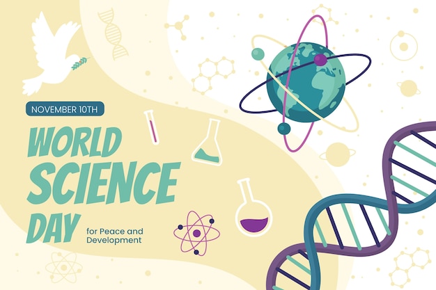 Flat world science day background