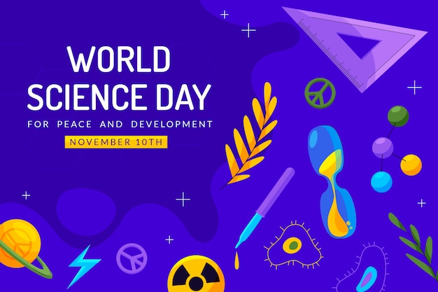 Бесплатное векторное изображение Плоский всемирный день науки фон