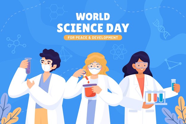 Flat world science day background