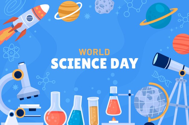 Flat world science day background