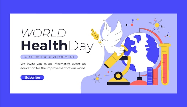 Free vector flat world science day horizontal banner template