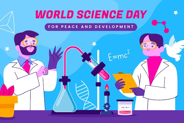 Free vector flat world science day illustration