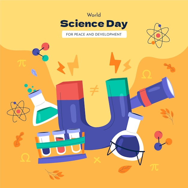 Free vector flat world science day illustration