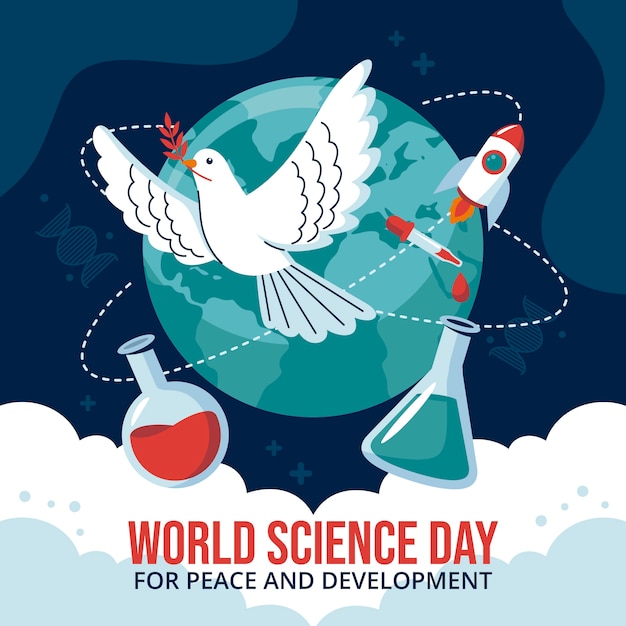 Free vector flat world science day illustration