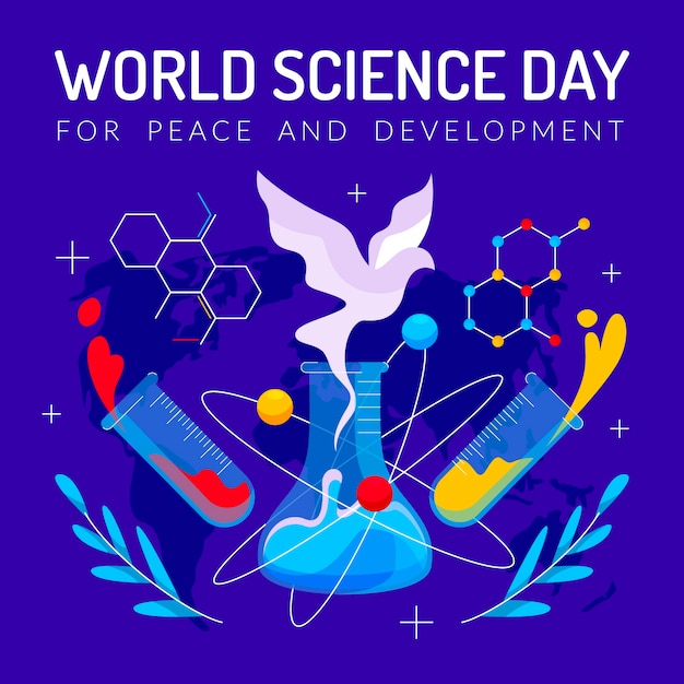 Illustrazione piatta della giornata mondiale della scienza
