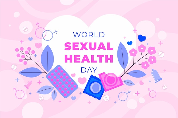 無料ベクター フラットな世界の性の健康の日の背景