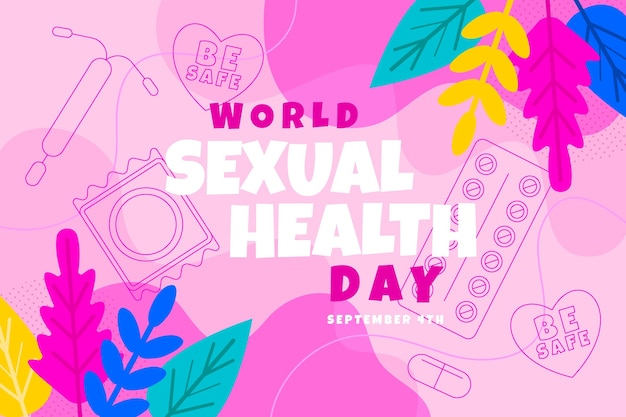 Бесплатное векторное изображение Плоский всемирный день сексуального здоровья фон