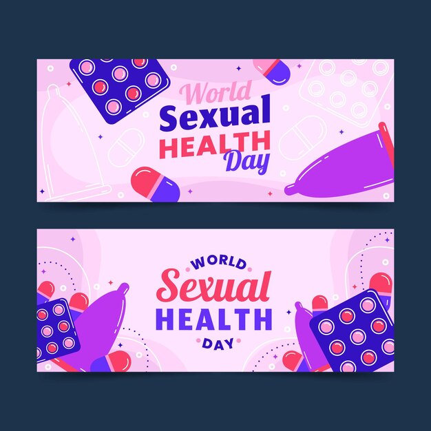 Free vector flat world sexual health day banners set