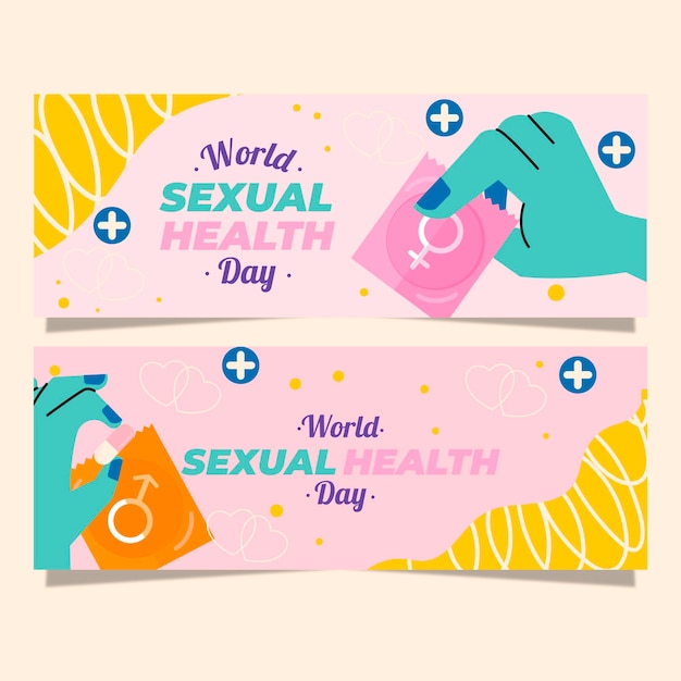 Flat world sexual health day banners set