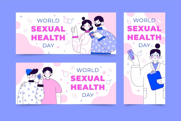 フラットな世界の性の健康の日のバナーセット