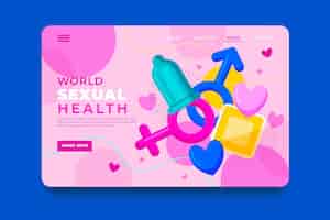 Бесплатное векторное изображение Плоский шаблон целевой страницы всемирного дня сексуального здоровья