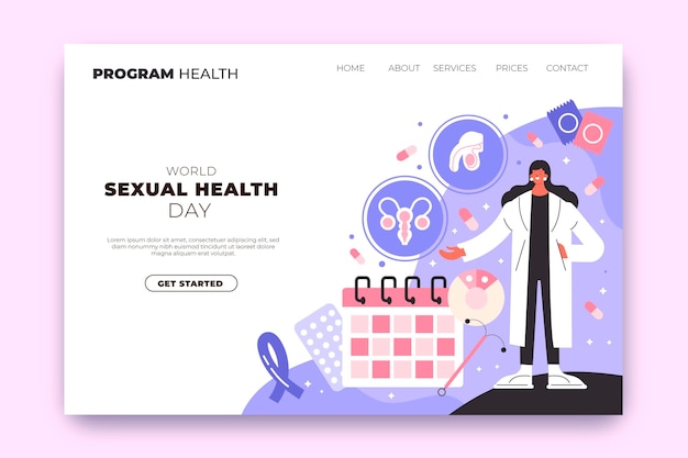 Free vector flat world sexual health day landing page template