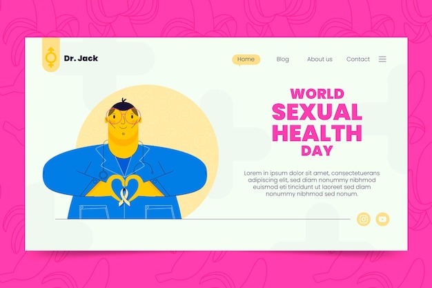 Free vector flat world sexual health day landing page template