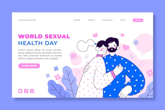 Flat world sexual health day landing page template