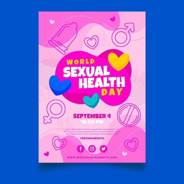 Free vector flat world sexual health day vertical flyer template