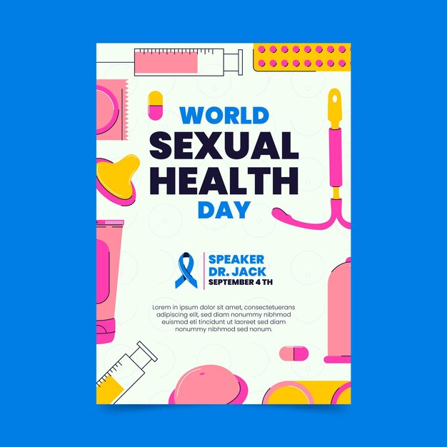 flat world sexual health day vertical flyer template