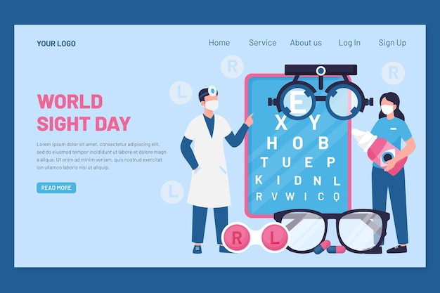 Free vector flat world sight day landing page template